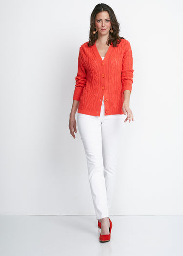 Gilet court boutonné ajouré Orange