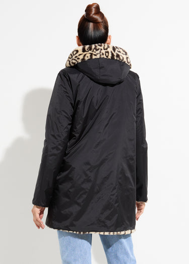 Parka réversible déperlant / léopard Noir/Leopard