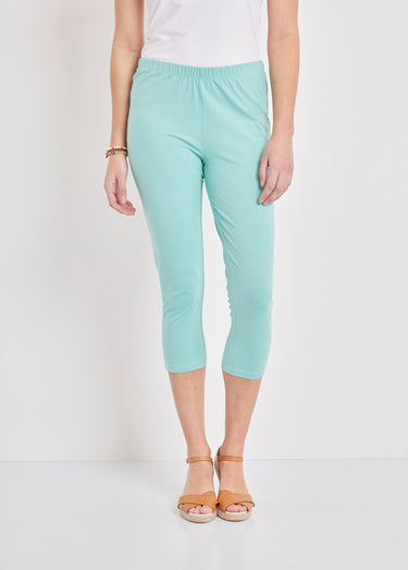 Legging court coton uni ou imprimé Uni vert d'eau