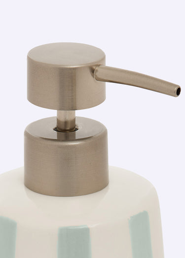 Distributeur de savon en céramique rayée Celadon
