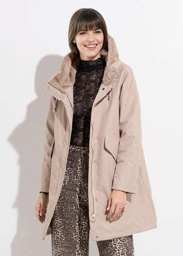 Parka déperlante intérieur fourrure Beige