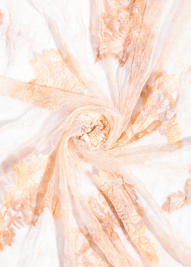 Coupon tissu, dentelle sur tulle Orange