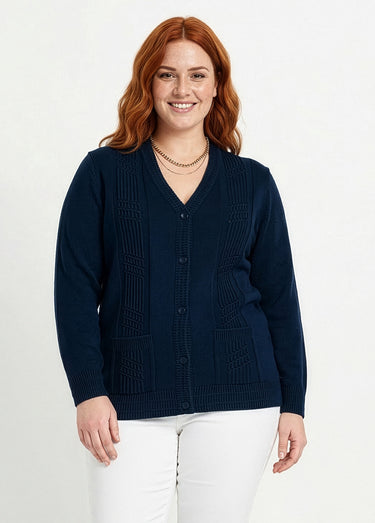 Gilet boutonné manches longues Marine