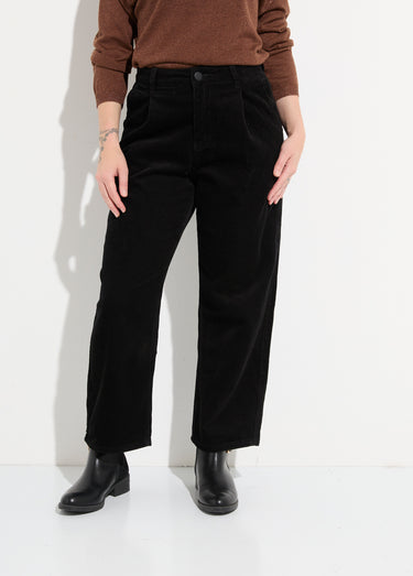 Pantalon large velours, spécial PETITE Noir