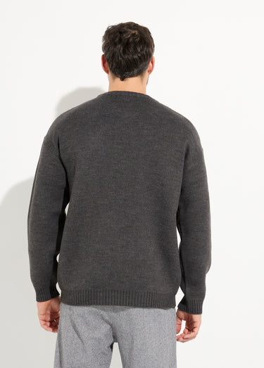 Pull épais col rond et maille torsadée Anthracite