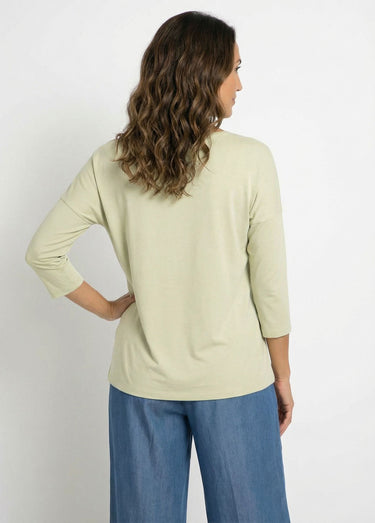 T-shirt marinière rayé manches 3/4 Uni Vert