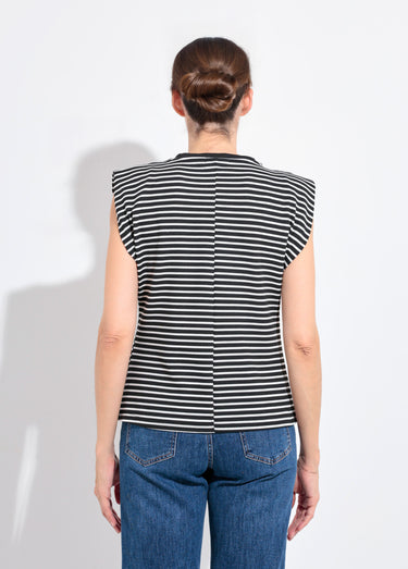 T-shirt rayé reliefé manches kimono Raye Noir/Blanc