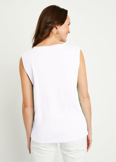 Débardeur macramé coton uni Blanc