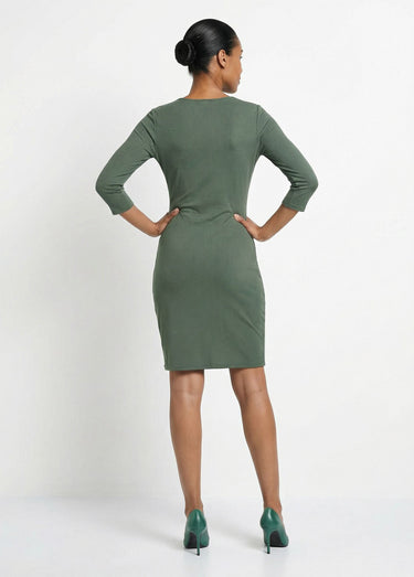 Robe cache coeur jersey cotelé Essentiel Kaki