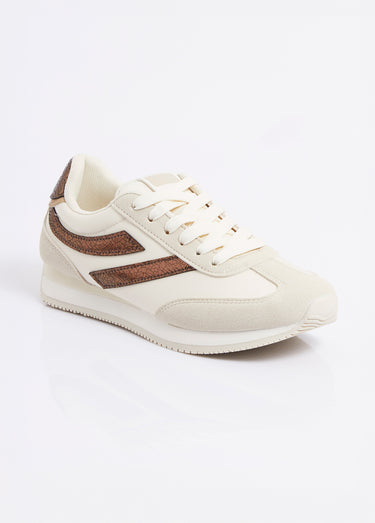 Baskets look sporty + lacets fantaisie Beige