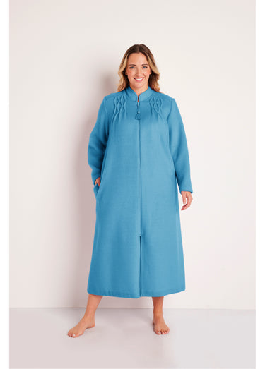Peignoir zippé maille Courtelle® Bleu Canard