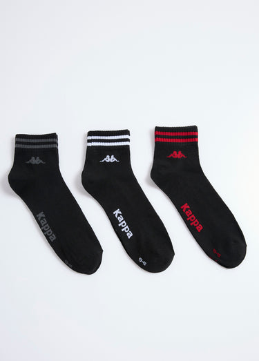 Mi-chaussettes sport avec bord rayures Noir