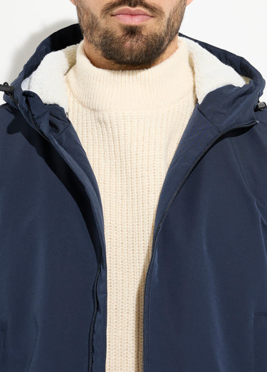 Parka longue fourrée avec capuche Marine