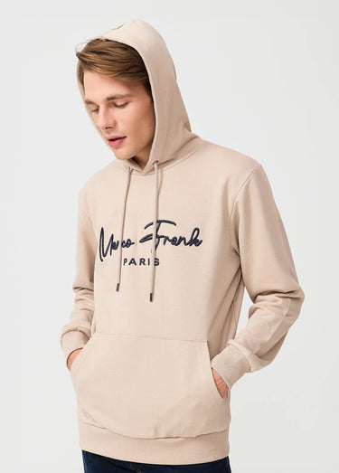 Sweat à capuche molletonné, poche kangourou Beige