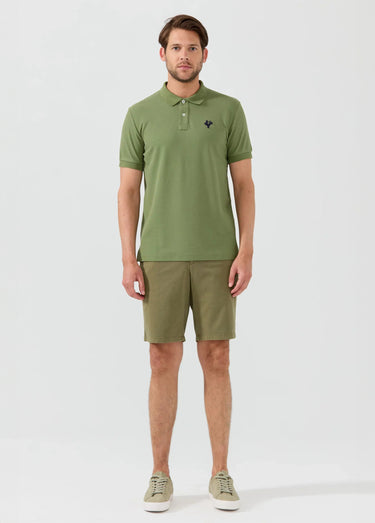 Polo casual manches courtes avec broderie Kaki