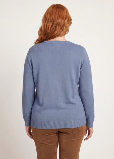 Gilet boutonné maille épaisse Bleu