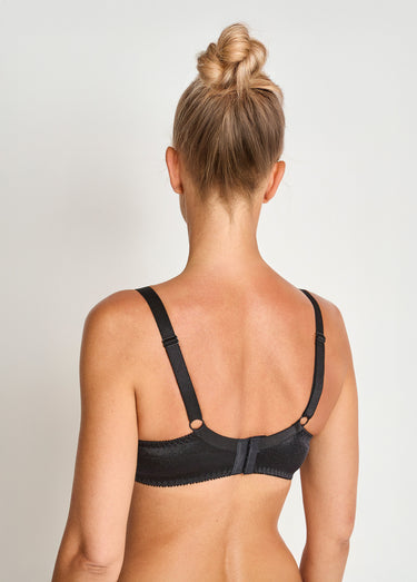 Soutien-gorge satiné avec armatures tulle brodé Noir