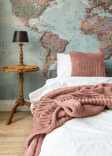 Coussin déco cotelé façon velours Roux