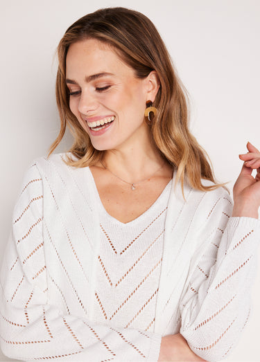 Gilet boléro fin ajouré coton Blanc