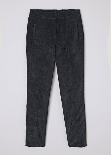 Pantalon droit taille élastiquée velours milleraies Noir