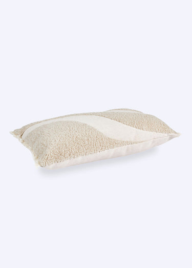 Coussin rectangulaire tufté motif vague Blanc/Beige