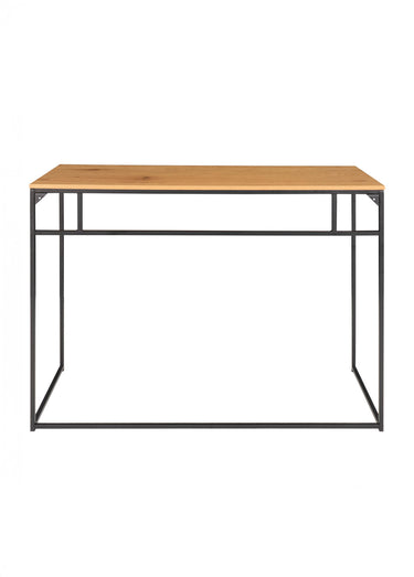 Bureau haut acier et plateau effet chêne Naturel