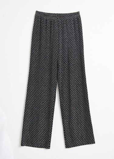 Pantalon droit taille élastiquée maille sequins Noir/Argent