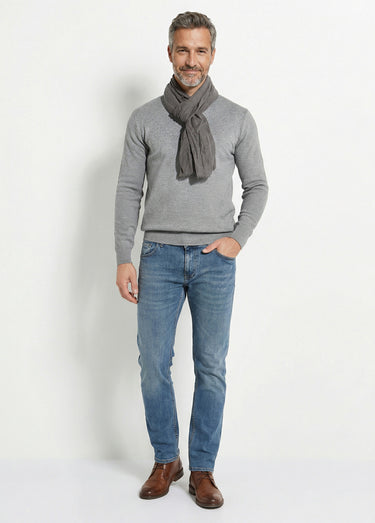 Foulard type chèche avec petites franges Gris