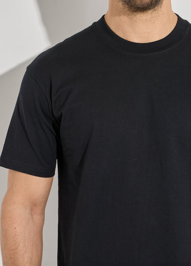 T-shirt pur coton avec col rond, Essentiel Noir
