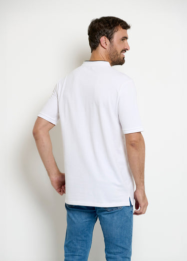 Polo col officier contrastant Blanc