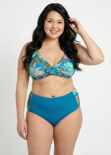 Maillot de bain 2 pièces motif exotique Bleu Imprime