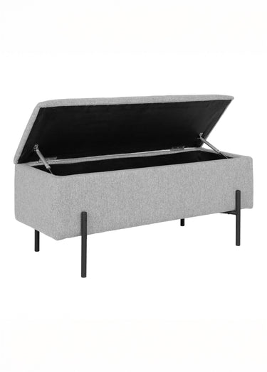 Banc en tissu avec coffre de rangement Gris Clair