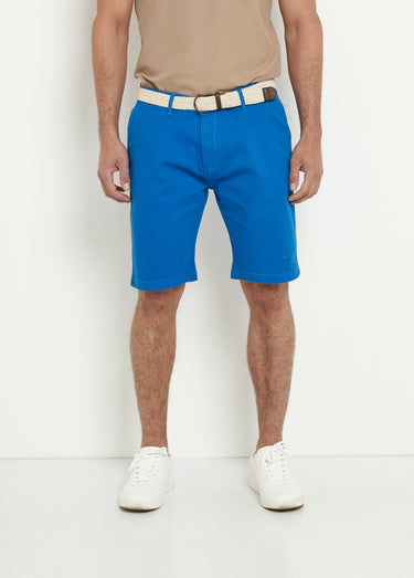 Bermuda court à revers avec ceinture Bleu Royal