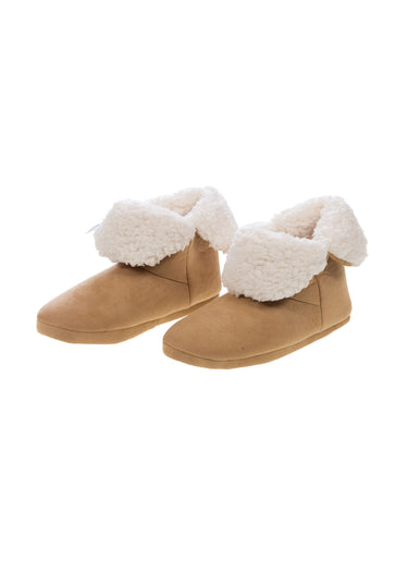 Chaussons chauds  en suédine fourrés Camel