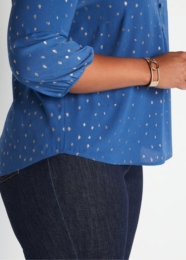 Tunique ample mi-longue manches 3/4 Bleu