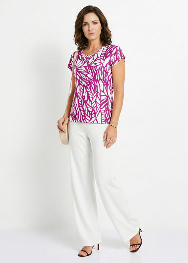 T-shirt court motif graphique Cassis/Blanc