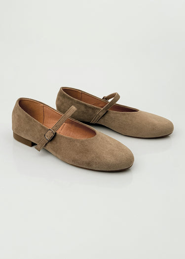 Ballerines babies plates façon cuir suédé Kaki/Beige