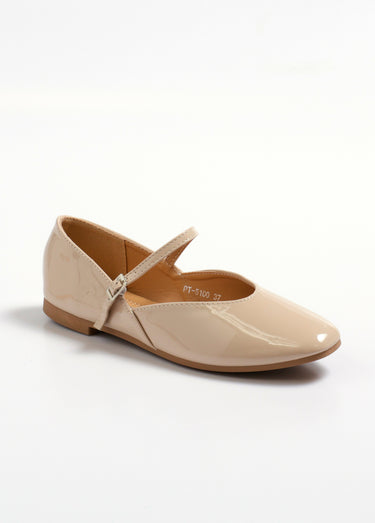Ballerines vernies plates façon babies Beige