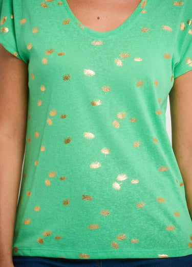 T-shirt manches courtes motif métallisé Vert