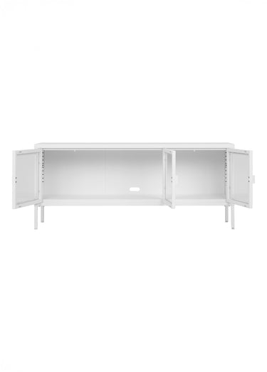 Buffet bas acier avec 3 portes vitrées Blanc