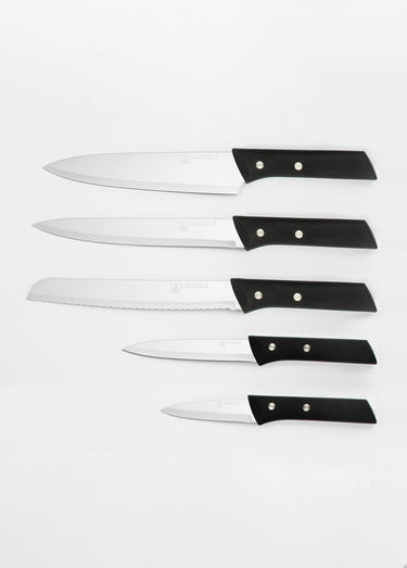 Set de 5 couteaux lame acier, Scotti Noir