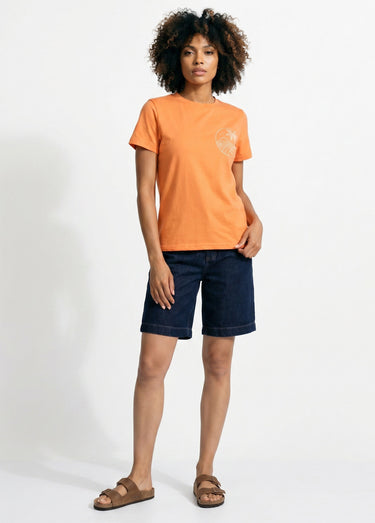 T-shirt manches courtes broderie sunset Orange