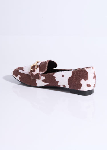 Mocassins chic bout carré, patte métal Marron / Blanc