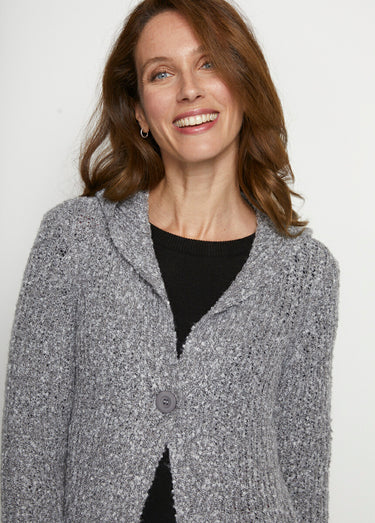 Long gilet à capuche Gris