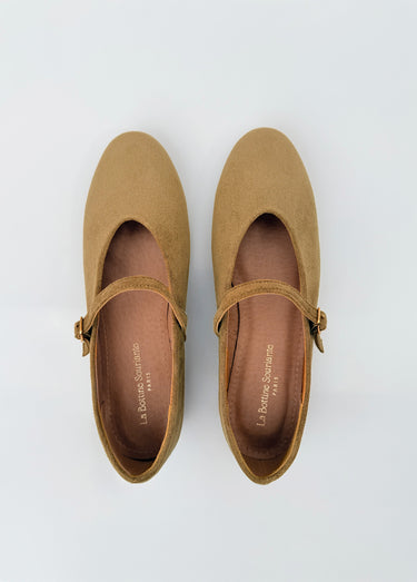 Ballerines babies plates façon cuir suédé Kaki/Beige