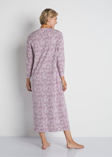 Chemise de nuit longue imprimée coton Imprime Prune