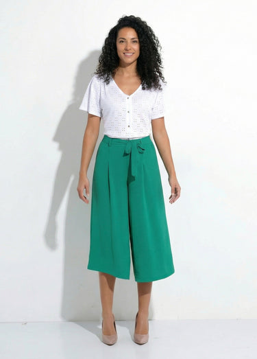 T-shirt col V effet broderie manches courtes Blanc