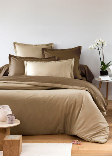 Housse de couette pur coton uni RELAX Beige lin/taupe