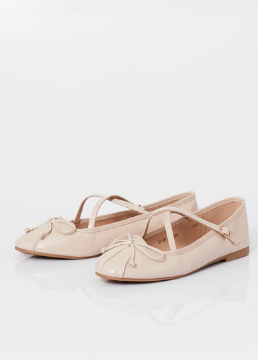 Ballerines vernies avec brides croisées Vernis Beige