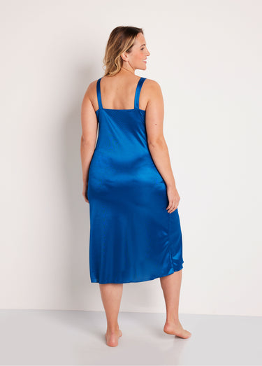 Nuisette maille satinée et dentelle Marine